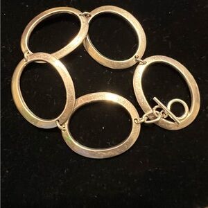 Sterling Silver .925 MEXICO Oval Link Toggle Bracelet